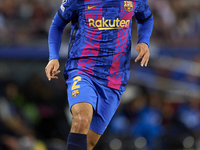 Sergiño Dest of Barcelona runs with the ball during the UEFA Champions League group E match between FC Barcelona and Dinamo Kiev at Camp Nou...