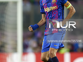 Sergio Busquets of Barcelona in acion during the UEFA Champions League group E match between FC Barcelona and Dinamo Kiev at Camp Nou on Oct...