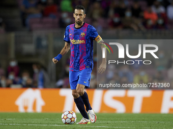 Sergio Busquets of Barcelona in action during the UEFA Champions League group E match between FC Barcelona and Dinamo Kiev at Camp Nou on Oc...
