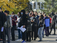 People waiting in line to get vaccinated in front of St. Anna hospital in Sofia, Bulgaria on 23 october, 2021. 
The Bulgarian government ha...