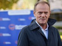 Civic Platform leader and former President of the European Council Donald Tusk is seen in Sopot, Poland on 23 October 2021 Tusk voted in the...
