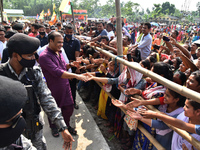 Himanta Biswa Sarma, Chief Minister of the northeastern state of Assam during a bye-election campaign rally in Dingdinga Srinagar Satra Grou...