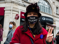 Protesters stage a protest calling for the release of Wikileaks founder Julian Assange, who is on remand and fighting extradition to the Uni...