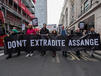 LONDON, UNITED KINGDOM - OCTOBER 23, 2021: Stella Moris (C), Julian Assange’s partner, WikiLeaks editor Kristinn Hrafnsson (CR) and Labour P...