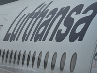 Lufthansa aircraft at Frankfurt Airport.
On Monday, October 18, 2021, in Frankfurt Airport, near Kelsterbach, Frankfurt am Main, Hesse, Germ...