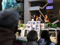 Taro Kono, former Minister of Defense, gives a stump speech to voters in Saitama, 29 Oct.
 (