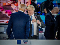 Joe Biden, left, President of the United States and Boris Johnson, right, Prime Minister of the United Kingdom during the celebration of the...