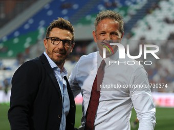 Di Francesco (L) and Mihajlovic (R) during the Trofeo Tim football match between Sassuolo Milan and Inter at Mapei  stadium in 
Reggio Emil...