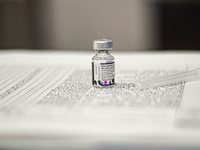 A vial of the Pfizer BioNTech Vaccine as the Colombian government begins to vaccinate children between ages 3 to 11 against the Coronavirus...