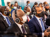 Delegates attend a session at Commonwealth Pavilion at the COP26 UN Climate Change Conference, held by UNFCCC inside the COP26 venue - Scott...