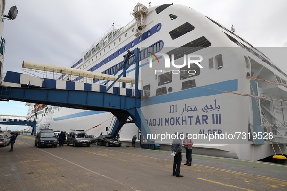 Resumption of voyages via the ship after an interruption of more than 18 months due to the epidemic of the Corona virus, in the port of Algi...