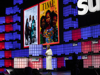 Ayo Tometi Co-founder Black Lives Mater at opening night of Web Summit 2021 in Lisbon, Portugal on November 1, 2021.
 (
