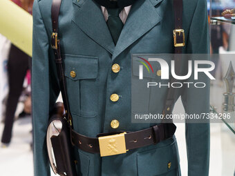 A military uniform is displayed at the FEINDEF International Defense and Security Fair, at IFEMA, on November 4, 2021, in Madrid, Spain. The...