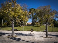 People perform outdoor activities in the surroundings of the Eduardo VII garden in Lisbon. 09 October 2021. The total number of deaths recor...