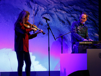 Line Kruse and Ian Kornfeld (Gotan Project) perform during UN Global Climate Action Awards ceremony in Action Hub in the COP26 venue - Scott...