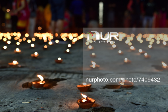 People during the Dev Deepwali celebration in Kolkata, India, on November 19, 2021. 