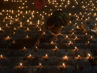People during the Dev Deepwali celebration in Kolkata, India, on November 19, 2021. (