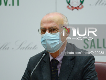 Giovanni Rezza during the News Update press conference on COVID 19 on November 19, 2021 at the Ministero della Salute in Rome, Italy (