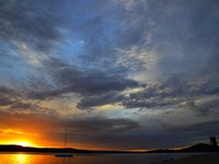Pasman weather:Beautiful sunrise over the island on 20 Aug 2015. Nevidane,adriatic sea, Pasman island,Croatia (