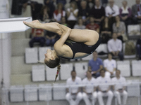 Tania Cagnotto in action at Italian diving finals championship held in Turin, on April 4, 2014. (