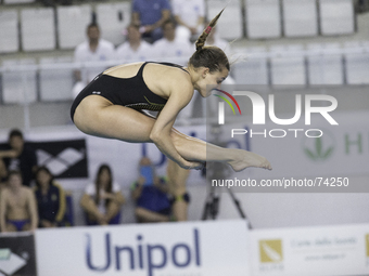 Tania Cagnotto in action at Italian diving finals championship held in Turin, on April 4, 2014. (