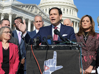 Senator Marco Rubio(R-FL) alongside House Republican members hold a press conference about November 15 Cuba protests today on November 16, 2...