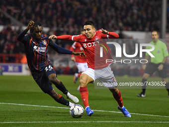 
Braian Ojeda of Nottingham Forest and Admiral Muskwe of Luton Town during the Sky Bet Championship match between Nottingham Forest and Luto...