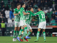 Sergio Canales of Real Betis celebrate a goal during the UEFA Europa League Group G stage match between Real Betis and Ferencvrosi TC at Ben...