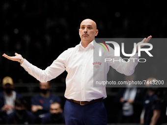Russia head coach Zoran Lukic gestures during the FIBA Basketball World Cup 2023 Qualifying Tournament match between Russia and Italy on Nov...