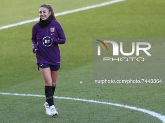 Katie Zelem of England warms up during the England Women's training session at the Stadium Of Light, Sunderland on Friday 26th November 2021...