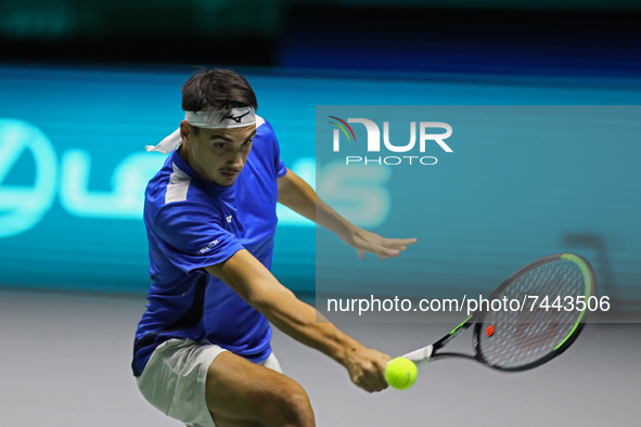 Lorenzo Sonego (Italy) during the match againts Reilly Opelka (USA) during the Tennis Internationals Davis Cup Finals 2021 - Stage Group E -...