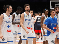 Italy players react after losing the FIBA Basketball World Cup 2023 Qualifying Tournament match between Russia and Italy on November 26, 202...