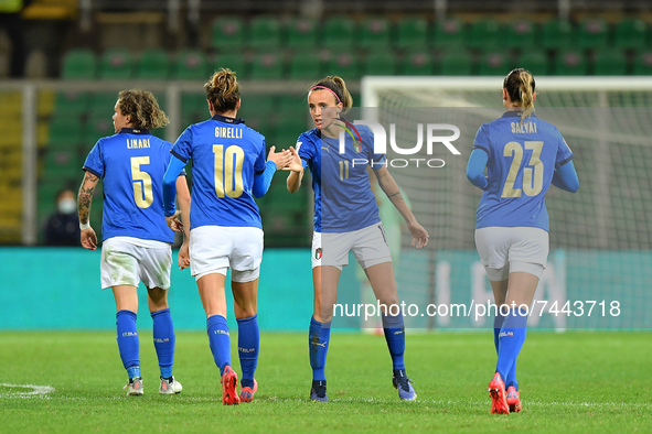 Italy's forward Barbara Bonansea celebrates with teammates after scoring the 1-2 goal  during the FIFA World Cup Women's FIFA World Cup...
