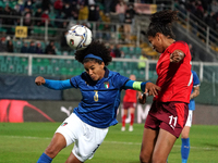Coumba Sow of Switzerland, women's national team, score the goal during the 2023 World Cup qualifying match between Italy and Switzerland on...