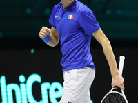 Jannik Sinner (Italy) during the match against John Isner (USA) during the Tennis Internationals Davis Cup Finals 2021 - Stage Group E - Ita...