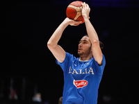 Davide Alviti of Italy shoots the ball during the warm-up ahead of the FIBA Basketball World Cup 2023 Qualifying Tournament match between Ru...