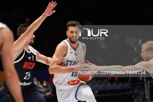 Raphael Gaspardo (C) of Italy in action during the FIBA Basketball World Cup 2023 Qualifying Tournament match between Russia and Italy on No...