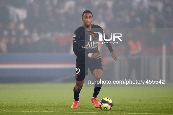Abdou Diallo of PSG in action during the Ligue 1 Uber Eats match between Paris Saint Germain and FC Nantes at Parc des Princes on November 2...