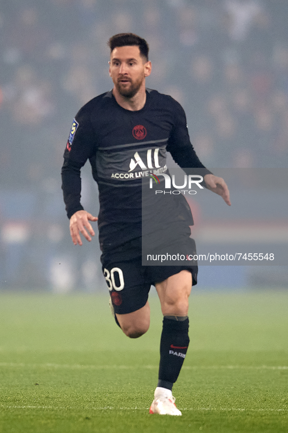 Leo Messi of PSG during the Ligue 1 Uber Eats match between Paris Saint Germain and FC Nantes at Parc des Princes on November 20, 2021 in Pa...