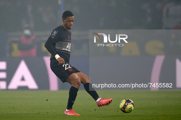 Abdou Diallo of PSG does passed during the Ligue 1 Uber Eats match between Paris Saint Germain and FC Nantes at Parc des Princes on November...