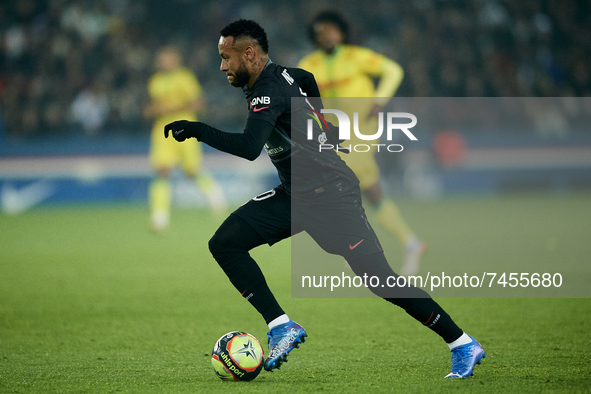 Neymar of PSG in action during the Ligue 1 Uber Eats match between Paris Saint Germain and FC Nantes at Parc des Princes on November 20, 202...