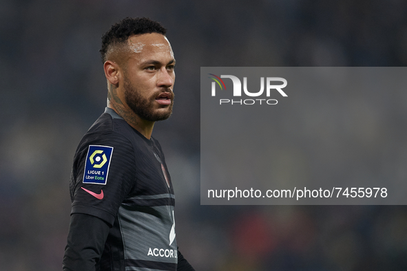 Neymar of PSG during the Ligue 1 Uber Eats match between Paris Saint Germain and FC Nantes at Parc des Princes on November 20, 2021 in Paris...