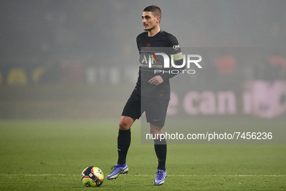 Marco Verratti of PSG in action during the Ligue 1 Uber Eats match between Paris Saint Germain and FC Nantes at Parc des Princes on November...