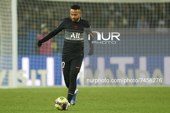 Neymar of PSG in action during the Ligue 1 Uber Eats match between Paris Saint Germain and FC Nantes at Parc des Princes on November 20, 202...