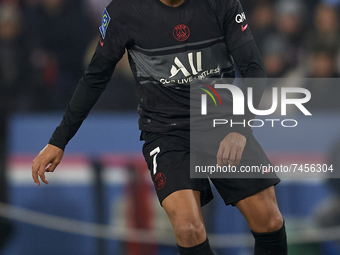 Kylian Mbappe of PSG in action during the Ligue 1 Uber Eats match between Paris Saint Germain and FC Nantes at Parc des Princes on November...