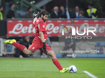 Curci Gianluca (Bologna) during the Serie Amatch between Inter vs Bologna, on April 05, 2014. (