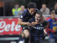 Mauro Icardi (Inter) after the goal during the Serie Amatch between Inter vs Bologna, on April 05, 2014. (