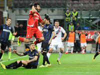 Curci Gianluca (Bologna) Goal Keeper take a penalty during the Serie Amatch between Inter vs Bologna, on April 05, 2014. (