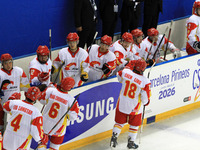 JACA -05 April-SPAIN: China players in the match between South Africa and China, corresponding to the first day of Group B of the World Ice...