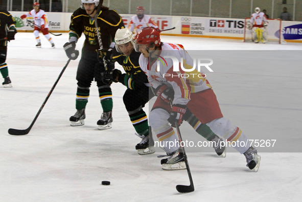 JACA -05 April-SPAIN: Hao Zhang in the match between South Africa and China, corresponding to the first day of Group B of the World Ice Hock...
